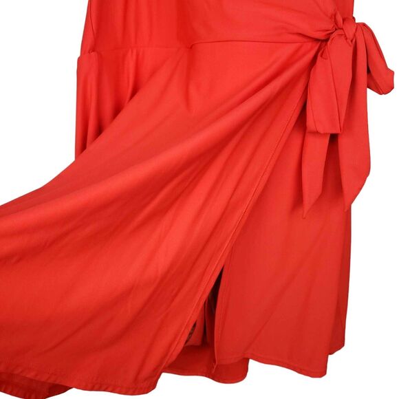 J. Crew Red Halter Neck One Piece Swimsuit Size 8 Wrap Front Bathing Suit Beach - Picture 4 of 8